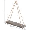MyGift 17-Inch Rustic Gray Wood Rope-Hanging Floating Shelves, Set of 2