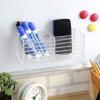 MyGift 2 Slot Clear Acrylic Magnetic Whiteboard Marker Holder, Decorative Office Supplies Storage Bin Organizer, Desktop Pencil Cup