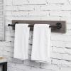 MyGift 20 Inch Towel Bar, Premium Wall Mounted Bath Towel Hanger Rail, Ultra Modern Minimalist Hotel Series Floating Bar for Hanging Bathroom Towels (Black Metal)(Brown)