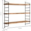 MyGift 23-Inch Modern Floating Shelves Industrial Metal and Rustic Burnt Brown Wood Adjustable Wall Mounted 3-Tier Display Shelf Unit Rack