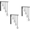 MyGift 3 Pack Wall Mounted Black Metal Garment Rack with 5 Hanging Rings, Sturdy for Clothing Display, Retail Clothing Organizer, Wall Hanger for Clothes, Coat Hanger for Entryway, Mudroom, Bedroom(Black)