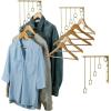 MyGift 3 Pack Wall Mounted Black Metal Garment Rack with 5 Hanging Rings, Sturdy for Clothing Display, Retail Clothing Organizer, Wall Hanger for Clothes, Coat Hanger for Entryway, Mudroom, Bedroom(Gold)