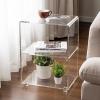 MyGift 3 Tier Clear Acrylic Table, Accent Furniture for Living Room, Bedroom Clear Nightstand Side End Tables(Medium)