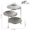 MyGift 3 Tier Jewelry Dish Organizer, 4 Inch Hammered Silver Metal Dishes and Stand, Decorative Ring Tray Jewelry Holder Display Tower for Earrings Necklace Bracelet – Handcrafted in India(Silver)