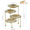 MyGift 3 Tier Jewelry Dish Organizer, 4 Inch Hammered Silver Metal Dishes and Stand, Decorative Ring Tray Jewelry Holder Display Tower for Earrings Necklace Bracelet – Handcrafted in India(Brass  4 Tier)