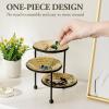 MyGift 3 Tier Jewelry Dish Organizer, 4 Inch Hammered Silver Metal Dishes and Stand, Decorative Ring Tray Jewelry Holder Display Tower for Earrings Necklace Bracelet – Handcrafted in India(Black / Brass)