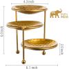 MyGift 3 Tier Jewelry Dish Organizer, 4 Inch Hammered Silver Metal Dishes and Stand, Decorative Ring Tray Jewelry Holder Display Tower for Earrings Necklace Bracelet – Handcrafted in India(Brass)