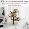 MyGift 3 Tier Jewelry Dish Organizer, 4 Inch Hammered Silver Metal Dishes and Stand, Decorative Ring Tray Jewelry Holder Display Tower for Earrings Necklace Bracelet – Handcrafted in India(Black / Brass)