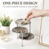 MyGift 3 Tier Jewelry Dish Organizer, 4 Inch Hammered Silver Metal Dishes and Stand, Decorative Ring Tray Jewelry Holder Display Tower for Earrings Necklace Bracelet – Handcrafted in India(Silver)