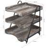 MyGift 3 Tier Rustic Torched Wood Letter Tray Desktop Organizer with Black Metal Stand, Office Desk Paper Document Sorter, Wooden Upright Filing Folder Rack(Torched Wood)