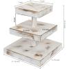 MyGift 3 Tier Rustic Torched Wood Square Cupcake Tower and Cake Stand, Tiered Wooden Dessert Serving Tray, Appetizer Display Riser, Tea Party Table Decor(Whitewashed Wood)
