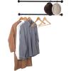 MyGift 33 Inch Matte Black Wall Mounted Metal Corner Clothing Hanging Bar, Garment Rack, Set of 2