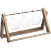 MyGift 3-Glass Planter Bulb Vases Hydroponic Plant Terrarium with Wood & Metal Swivel Stand