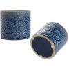 MyGift 4 Inch Cobalt Blue Ceramic Indoor Small Planter Vase, Succulent Plant Pot with Embossed Design and Solid Bottom, Set of 2(Blue)