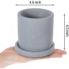 MyGift 4 Inch Unglazed Gray Concrete Planter, Cylindrical Cactus Herb Succulent Planter Pots with Removable Drainage Trays, Set of 4(4.5 Inch (Set of 4))