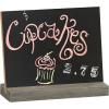 MyGift 4 Pack Small Tabletop Chalkboard Wedding Name Card with Rustic Brown Wood Base, Decorative Standing Price or Label Cards for Cafe, Bakery, Food Buffet Tables, 5 X 6 Inch