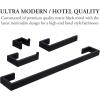 MyGift 4 Pc Modern Matte Black Bathroom Hardware Accessory Set, Premium Hotel Series Wall Mounted Commercial Grade Bath Towel Bar, Toilet Paper Holder, Hand Towel Bar, Robe Hook
