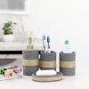 MyGift 4 Piece Modern Gray Bathroom Countertop Accessories Set with Rope Wrapped Design Includes Lotion or Liquid Soap Pump Dispenser, Toothbrush Holder, Tumbler and Soap Dish