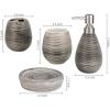 MyGift 4 Piece Textured Ceramic Brown Bathroom Accessory Set Includes Soap Dish, Dispenser, Toothbrush Holder and Tumbler