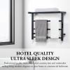 MyGift 4 Tier Wall Mounted Bath Towel Warmer Rack, Premium Hotel Series Matte Black Stainless Steel Hot Towel Holder Hanger Bar with Storage Shelf and LED Temperature Timer Control