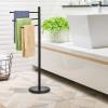 MyGift 40-Inch Silver Metal Freestanding Towel Rack for Bathroom with 3 Swivel Arms(Black)
