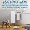 MyGift 40-Inch Silver Metal Freestanding Towel Rack for Bathroom with 3 Swivel Arms(White)