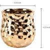 MyGift 4-Inch Ceramic Flower Plant Vase with Metallic Gold-Tone Finish and Hammered Texture – Handcrafted in India