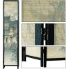 MyGift 4-Panel Folding Bamboo Room Divider Asian-Inspired Cherry Blossom Scene, 6 FT Freestanding Floral Artwork Room Partitioner with Beige Wood Frame(Black Wood)