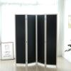 MyGift 4-Panel White Solid Wood Framed Chalkboard Room Divider, Folding Decorative Semi Private Screen with Reusable Chalkboard Panel