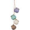 MyGift 4-Pot Hanging Planter Pots – Rustic Pastel Ceramic Mini Cauldron Pot Set with Jute Rope