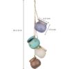 MyGift 4-Pot Hanging Planter Pots – Rustic Pastel Ceramic Mini Cauldron Pot Set with Jute Rope