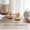 MyGift 5 Inch Mini Clear Glass Bell Display Cloches with Premium Acacia Solid Wood Base, Decorative Dome Cover Stands for Small Heirloom Jewelry Curios Keepsakes, Set of 2