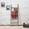 MyGift 5 ft Dark Grey Rustic Barnwood Wall-Leaning Towel Ladder Rack