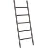 MyGift 5 ft Dark Grey Rustic Barnwood Wall-Leaning Towel Ladder Rack