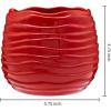 MyGift 5.5 Inch Modern Red Ceramic Plant Pot with Drainage Hole and Decorative Wavy Design, Small Succulent Planter Container(Red)