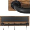 MyGift 5-Bottle Industrial Wood & Pipe Design Wall Mounted Wine Bottle Rack with Chalkboard Label