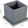 MyGift 5-Inch Square Light Gray Cement Plant Pot with Drainage, Small Flower Succulent Planters with Removable Saucer Trays, Set of 2(Dark Gray)