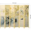 MyGift 6 Panel Large Bamboo Room Divider with Dual Sided Asian Birds Gingko Biloba Tree Sunset Design Print, 6FT Freestanding Artwork Privacy Partition Folding Screen with Beige Solid Wood Frame