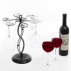 MyGift 6-Hook Rotating Wine Glass Rack with Sturdy Base & Scrollwork Design – Black Metal Countertop Stemware Holder | Rust-Resistant, Space-Saving Storage for Kitchen, Bar, Dining Table (13.75″ H)(Black)
