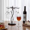 MyGift 6-Hook Rotating Wine Glass Rack with Sturdy Base & Scrollwork Design – Black Metal Countertop Stemware Holder | Rust-Resistant, Space-Saving Storage for Kitchen, Bar, Dining Table (13.75″ H)(Bronze)