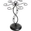 MyGift 6-Hook Rotating Wine Glass Rack with Sturdy Base & Scrollwork Design – Black Metal Countertop Stemware Holder | Rust-Resistant, Space-Saving Storage for Kitchen, Bar, Dining Table (13.75″ H)(Black)