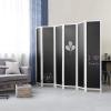 MyGift 6-Panel Folding Room Divider with Erasable Chalkboard Panels, 6FT Decorative DIY Design Semi Private Screen with Wood Frame, College Dorm Room Divider and Decor 63”W x 70.75”H