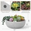 MyGift 8 Inch Round Modern Artificial Succulent Arrangement Potted in Gray Concrete Plant Bowl, Assorted Faux Mini Succulents in a Decorative Planter Pot(Grey)