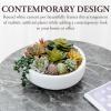 MyGift 8 Inch Round Modern Artificial Succulent Arrangement Potted in Gray Concrete Plant Bowl, Assorted Faux Mini Succulents in a Decorative Planter Pot(White)