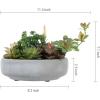MyGift 8 Inch Round Modern Artificial Succulent Arrangement Potted in Gray Concrete Plant Bowl, Assorted Faux Mini Succulents in a Decorative Planter Pot(Dark Grey)