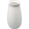MyGift 8 inch Modern Ceramic Vase – White Ribbed Decorative Tabletop Floral Centerpiece, Home Decor Decoration Vase