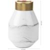 MyGift 8-inch White Marble Pattern Ceramic Tabletop Centerpiece Decor Flower Vase with Gold Rim