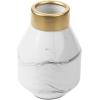 MyGift 8-inch White Marble Pattern Ceramic Tabletop Centerpiece Decor Flower Vase with Gold Rim