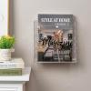 MyGift 9 Inch Premium Clear Acrylic Magazine Holder with Decorative Black Cursive Lettering Magazine Label, Modern Wall Mounted Storage Box for Magazines