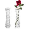 MyGift 9.5 Inch Glass Bud Flower Vase with Decorative Twisted Design, Wedding Table Centerpiece Decor, Set of 2